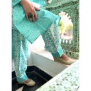 Sandwash Bandhni Turquoise Cotton Kurta set 