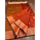 Orange soft Linen Cotton Silk Saree