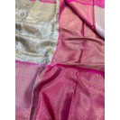 Magenta Gold Contrast Tissue Silk Embossed Floral Saree