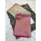 Magenta Gold Contrast Tissue Silk Embossed Floral Saree