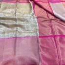 Magenta Gold Contrast Tissue Silk Embossed Floral Saree