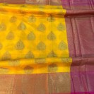 Yellow Magenta Contrast Shade Kanchi Cotton Silk Saree