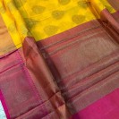 Yellow Magenta Contrast Shade Kanchi Cotton Silk Saree